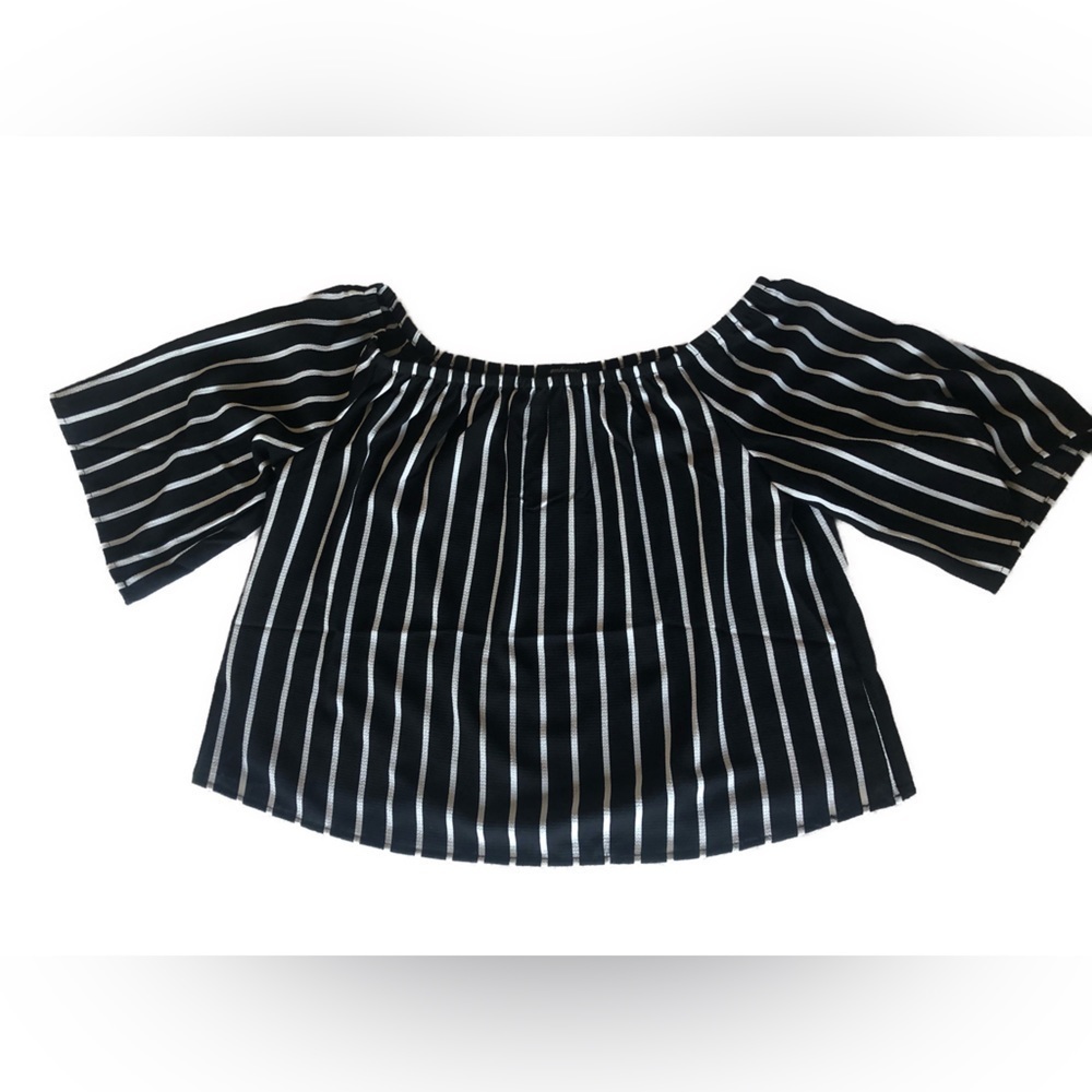 Ambiance Small Black and White Women’s Striped Blouse